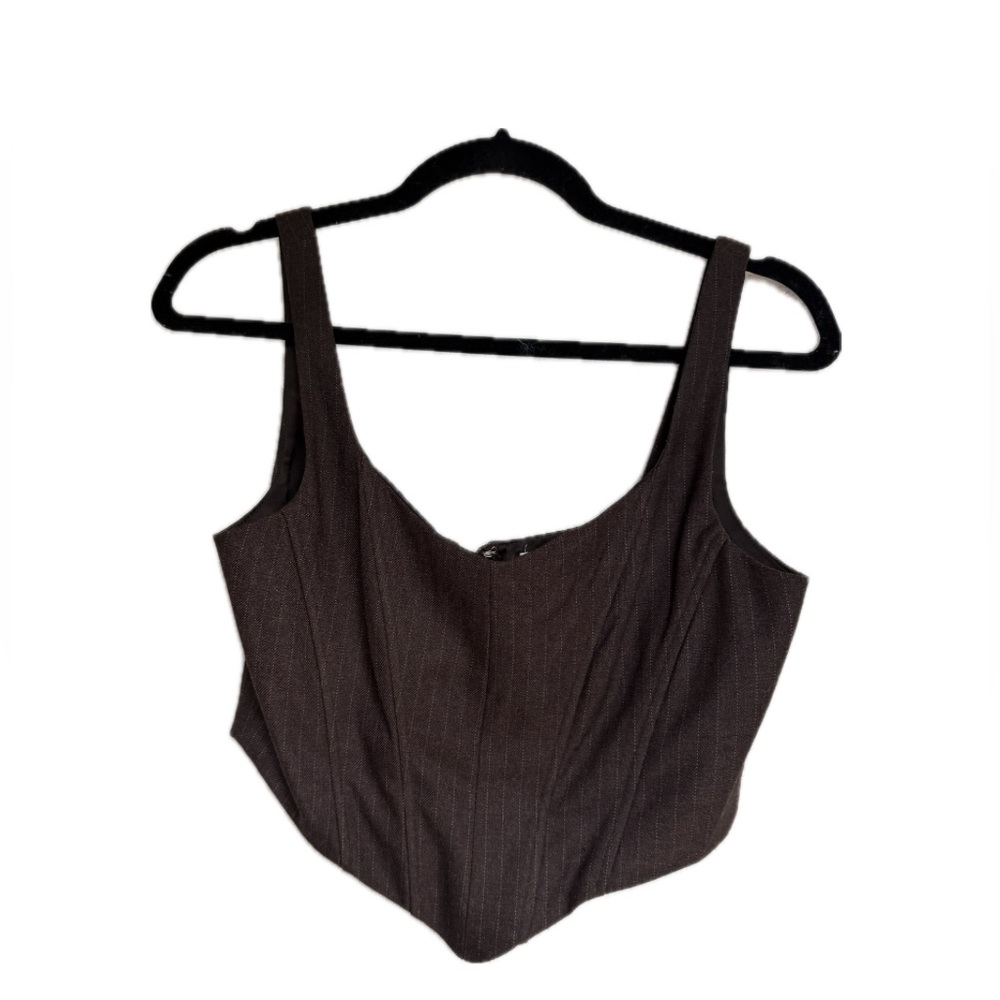 Sage Brown Zip-Front Crop Top